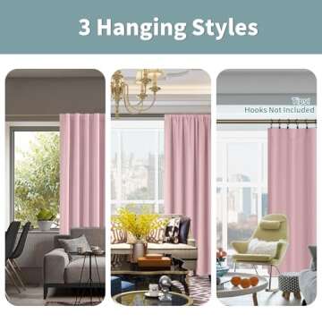 BGment Full Blackout Curtains with Thermal Insulation Liner Curtains 84 Inches Long, Rod Pocket and Back Tab Double Layer Room Darkening Window Curtain for Bedroom(52 x 84 Inch, 2 Panels, Pink)