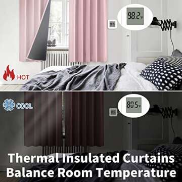 BGment Full Blackout Curtains with Thermal Insulation Liner Curtains 84 Inches Long, Rod Pocket and Back Tab Double Layer Room Darkening Window Curtain for Bedroom(52 x 84 Inch, 2 Panels, Pink)