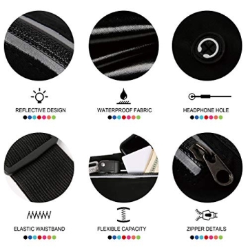 KEGE Reflective Running Belt Fanny Pack | Lightweight & Water Resistant