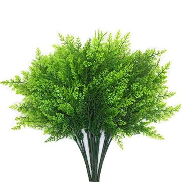 CATTREE Artificial Ferns Shrubs Bushes, Faux Plastic Plants Fern Leaves Fake Persian Grass Wedding I...