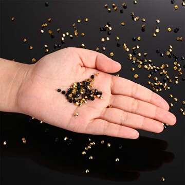 10000 Clear Wedding Table Scatter Confetti Crystals Acrylic Diamonds Rhinestones for Table Centerpiece Decorations Wedding Decorations Bridal Shower Decorations Vase Beads (Gold and Black, 4 mm)