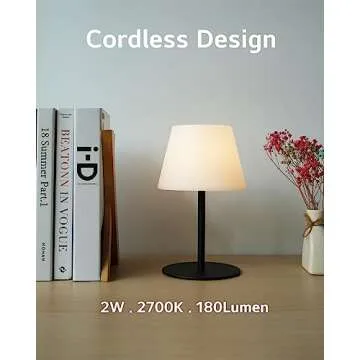 ILOVINIT Cordless Table Lamp Rechargeable, Outdoor Battery Operated Table Lamp Waterproof, Portable Touch Dimmable Night Light, Height Adjustable, for Home/Bedroom/Patio/Restaurant (2Pack Black)