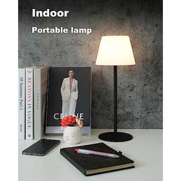 ILOVINIT Cordless Table Lamp Rechargeable, Outdoor Battery Operated Table Lamp Waterproof, Portable Touch Dimmable Night Light, Height Adjustable, for Home/Bedroom/Patio/Restaurant (2Pack Black)