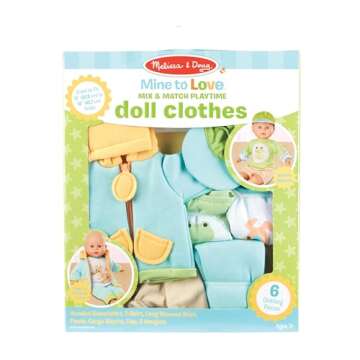Melissa & Doug Mine to Love Mix & Match Playtime Doll Clothes for 12”-18” Unisex Dolls (6 pcs)