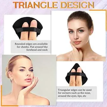 Meanplan 100 Pcs Powder Puff Face Soft Makeup Sponge Triangle Powder Puffs for Loose Velour Cosmetic Foundation Wet Dry Sponge Makeup Tools(Black)