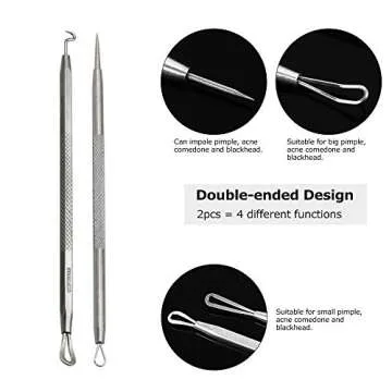 Pinkiou Blackhead Removers Comedone Pimple Popper Tool Acne Extractors Blemish Remover Ingrown Hair Tweezers Removal Kit Whitehead Remover Zit Treatment Skincare Tools for Face Nose, 8-in-1