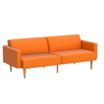 mopio Futon Sofa Bed, Small Couch, Sleeper, Loveseat, Mid Century Modern Futon Couch, Sofa Cama, Couches for Living Room (Apricot Velvet)
