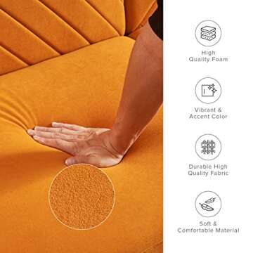 mopio Futon Sofa Bed, Small Couch, Sleeper, Loveseat, Mid Century Modern Futon Couch, Sofa Cama, Couches for Living Room (Apricot Velvet)