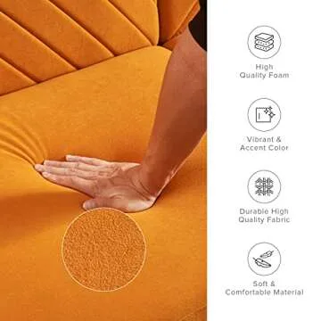 mopio Futon Sofa Bed, Small Couch, Sleeper, Loveseat, Mid Century Modern Futon Couch, Sofa Cama, Couches for Living Room (Apricot Velvet)