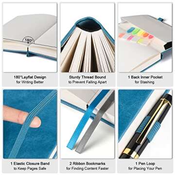 Lined Journal Notebook - Large A5 Vegan Leather, 312 Pages, Index Tabs