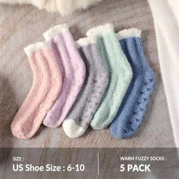 Trifabricy Fuzzy Socks - 5 Pairs Slipper Socks for Women, Cozy Socks, Women's Winter Warm Socks, Non...