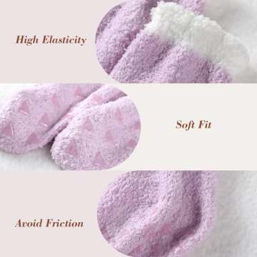 Trifabricy Fuzzy Socks - 5 Pairs Slipper Socks for Women, Cozy Socks, Women's Winter Warm Socks, Non Slip Fuzzy Slipper Socks