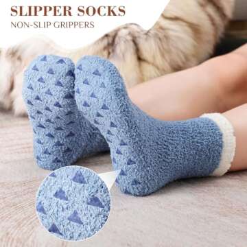 Trifabricy Fuzzy Socks - 5 Pairs Slipper Socks for Women, Cozy Socks, Women's Winter Warm Socks, Non Slip Fuzzy Slipper Socks
