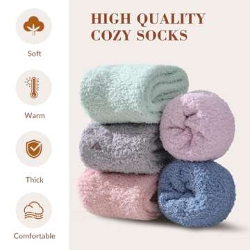 Trifabricy Fuzzy Socks - 5 Pairs Slipper Socks for Women, Cozy Socks, Women's Winter Warm Socks, Non Slip Fuzzy Slipper Socks