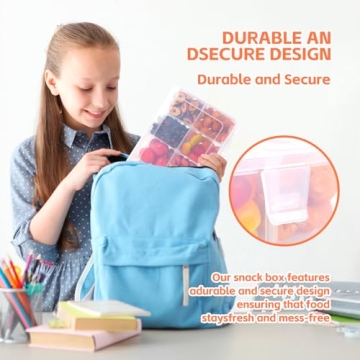 AQSXO 2 Pcs Kids Snack Box - 8 Compartments Meal Prep Containers