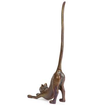 Bits and Pieces - Cat Paper Towel or Toilet Paper Holder Sculpture - Cast Iron - Kitchen Statue/Accessory - Bathroom Decor