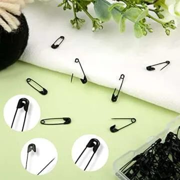 AIEX 120pcs Safety Pins, 19mm Mini Safety Pins for Clothes Metal Safety Pin for Clothing Sewing Handicrafts Jewelry Making (Black)