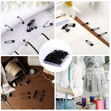 AIEX 120pcs Safety Pins, 19mm Mini Safety Pins for Clothes Metal Safety Pin for Clothing Sewing Handicrafts Jewelry Making (Black)