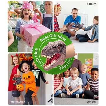Geyiie Dinosaur Hand Puppets Toys for Boys, Play Dinosaur Toys Set for Kids Age 3-5 T-Rex Triceratop...