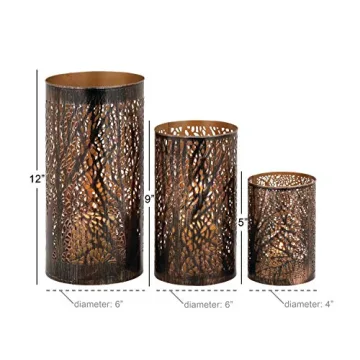 Deco 79 Bronze Candle Lantern Set of 3 - Elegant Home Decor