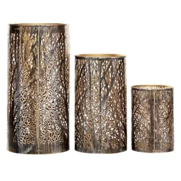Deco 79 Bronze Candle Lantern Set of 3 - Elegant Home Decor