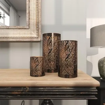 Deco 79 Bronze Candle Lantern Set of 3 - Elegant Home Decor