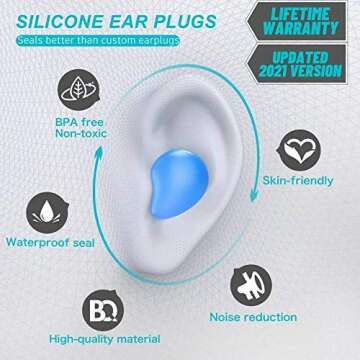 Silicone Ear Plugs for Sleeping Swimming,Reusable Moldable Noise Cancelling Earplugs for Shooting Ra...