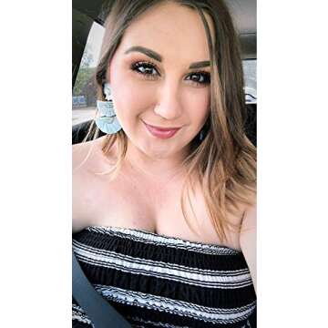 L&N Rainbery Bohemian Handmade Drop Earrings Fashion Beaded Raffia Palm Earrings for Women Tiered Dangle Statement Earrings (Coral)