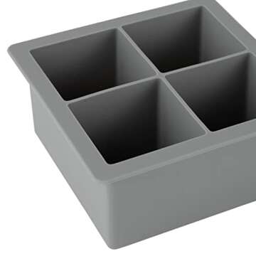 Tovolo Elements, Set of 2 Silicone Extra-Large Ice Cubes for Whiskey, Bourbon, Cocktails & More, BPA-Free & Dishwasher-Safe, XL Trays, Cool Gray