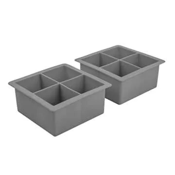Tovolo Elements, Set of 2 Silicone Extra-Large Ice Cubes for Whiskey, Bourbon, Cocktails & More, BPA-Free & Dishwasher-Safe, XL Trays, Cool Gray