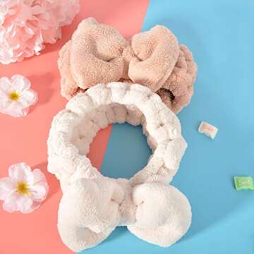 CEELGON Coral Fleece Makeup Headband - Pack of 4