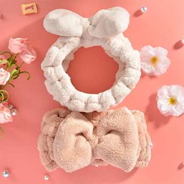 CEELGON Coral Fleece Makeup Headband - Pack of 4