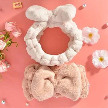 CEELGON Coral Fleece Makeup Headband - Pack of 4