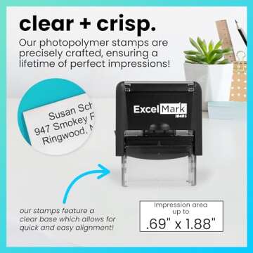 ExcelMark Custom Rubber Stamp – Clean & Easy Stamping – Personalized Self-Inking Stamp (Medium)
