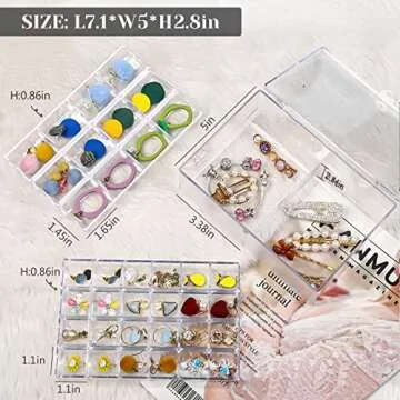 Inmorven Clear Acrylic Jewelry Organizer Box - 3-Layer Stackable Storage for Rings, Earrings, Neckla...