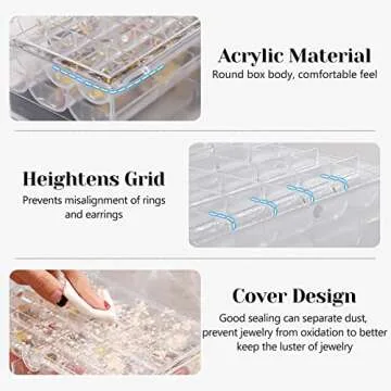 Inmorven Clear Jewelry Organizer Box - 3-Layer Stackable Storage