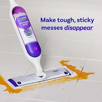 Swiffer Power Mop Refill Solution, Floor Cleaner for Mopping Tile, Vinyl, Laminate, Wood in Home, Bathroom, Kitchen, All Purpose Multi-Surface Solution for Floor Cleaning, Lavender Scent, 50.6oz