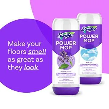 Swiffer Power Mop Refill Solution, Floor Cleaner for Mopping Tile, Vinyl, Laminate, Wood in Home, Bathroom, Kitchen, All Purpose Multi-Surface Solution for Floor Cleaning, Lavender Scent, 50.6oz