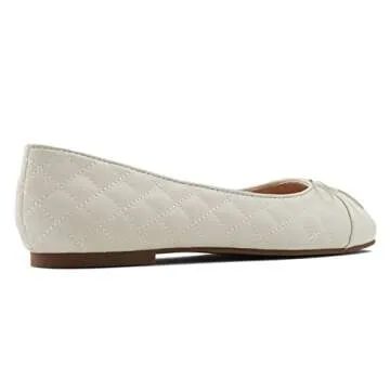 MOOMMO Women Cap Toe Flats Bow Slip On Ballet Flats Comfort Quilted Colorblock Flat Shoes Round Toe Flat Heel Dress Shoes Office Ladies Party Chic Driver Flats Casual Quilted White 8 M US