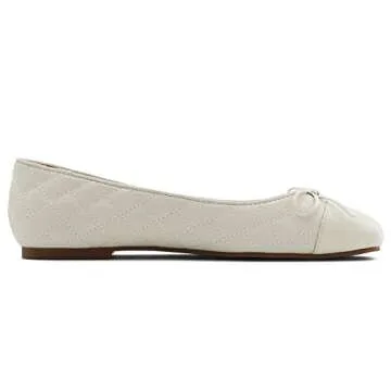 MOOMMO Women Cap Toe Flats Bow Slip On Ballet Flats Comfort Quilted Colorblock Flat Shoes Round Toe Flat Heel Dress Shoes Office Ladies Party Chic Driver Flats Casual Quilted White 8 M US