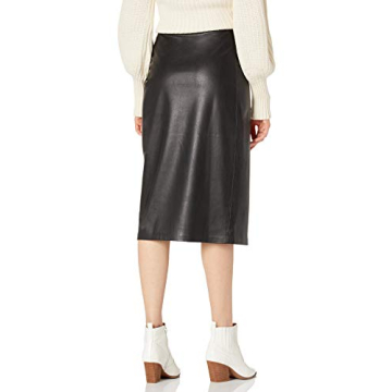 The Drop Women's Manon Vegan Leather Wrap-Front Midi Skirt