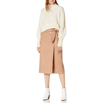 The Drop Women's Manon Vegan Leather Wrap-Front Midi Skirt