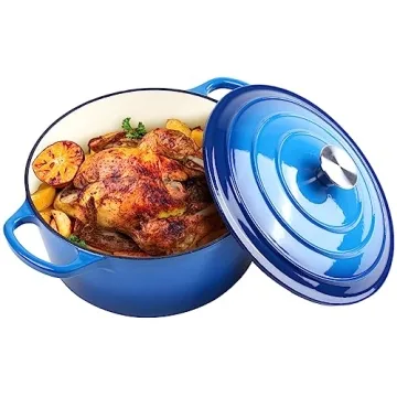 6 Quart Dutch Oven Enameled Cast Iron with Lid - Big Dual Handles - Oven Safe up to 500°F - Classic...