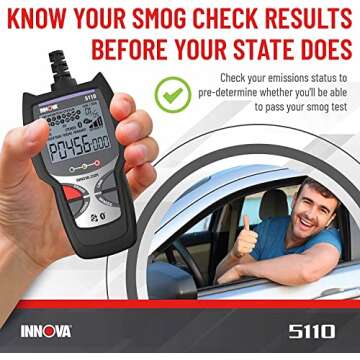 Innova 5110 OBD2 Scanner for Engine/ABS Codes and Smog Check for 1996-2023 Vehicles, Updates Included, Trusted USA Customer Service, iPhone & Android App with Verified Fixes