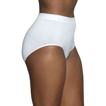 Vanity Fair womens Smoothing Comfort Panties With Rear Lift Briefs, Seamless - White, 8 US