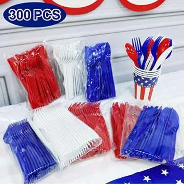 300 Pcs Patriotic Disposable Cutlery Set for Celebrations