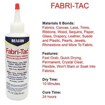 Three-Pack Beacon Fabri-Tac Permanent Adhesive, 8 Ounce