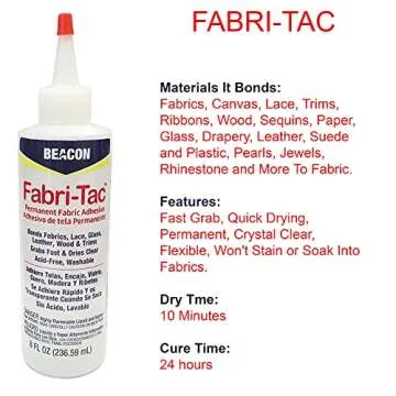 Three-Pack Beacon Fabri-Tac Permanent Adhesive, 8 Ounce