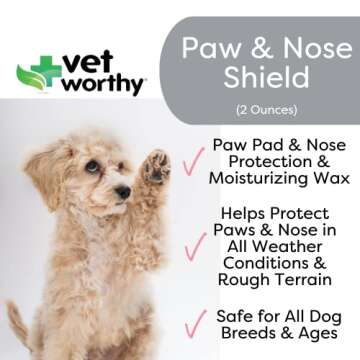 Vet Worthy Paw & Nose Shield - Conditioning and Protection Wax for Dogs - Paw Moisturizer to Heal an...