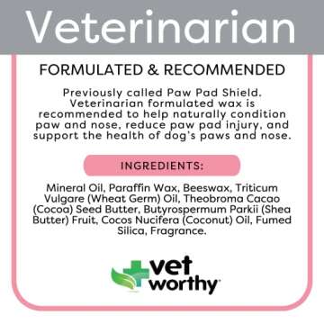 Vet Worthy Paw & Nose Shield - Conditioning and Protection Wax for Dogs - Paw Moisturizer to Heal and Repair Dry, Cracked, and Damaged Paw Pads - 2 oz